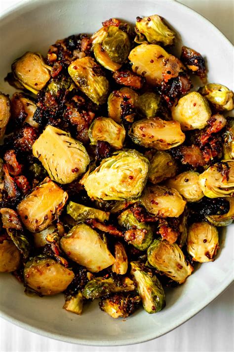 Roasted brussels sprouts with warm honey glaze. Honey Mustard Roasted Brussels Sprouts - All the Healthy ...