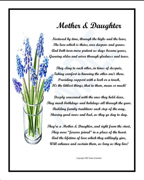 A Poem About Mother And Daughter With Blue Flowers In A Vase