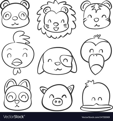 Art Cute Animal Doodle Style Royalty Free Vector Image