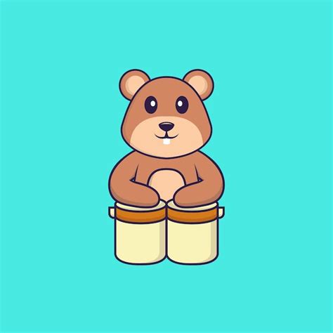 Premium Vector Cute Squirrel Is Playing Drums Animal Cartoon Concept