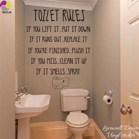 Toilet Rules Quote Wall Stickers Bathroom Removable Decals Diy Home