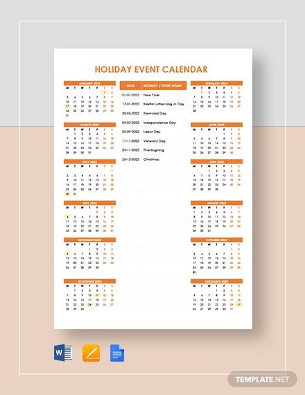 Event Calendar Template 24 Free Word Pdf Format Download
