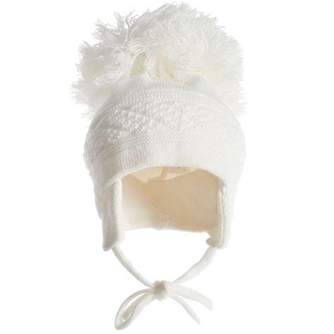 Satila Of Sweden Ivory Knitted Hat With Giant Pom Pom Childrensalon