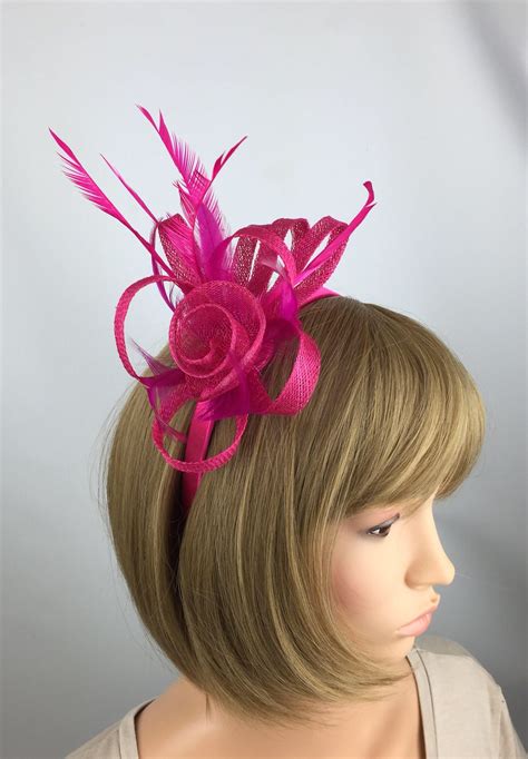 Fuchsia Pink Hot Pink Fascinator Hat Hot Pink Hatinator Etsy Pink