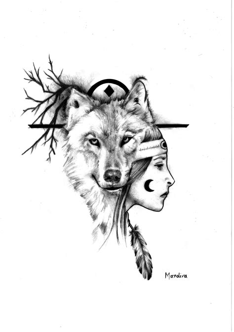 Native American Tribal Wolf Tattoo