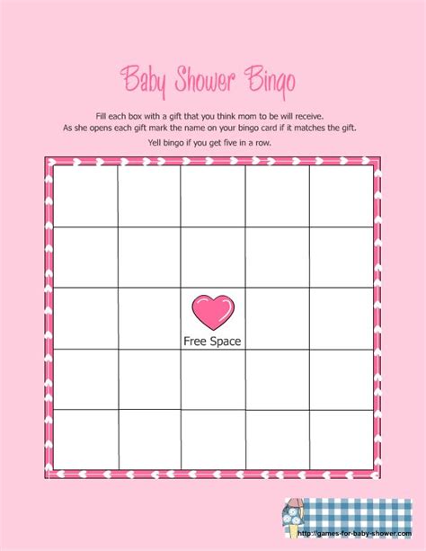Blank Baby Shower Bingo Template Items Similar To Bingo