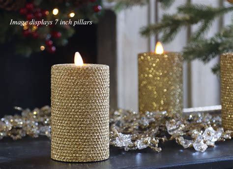 4 Inch Gold Glittered Honeycomb Wax Flameless Candle