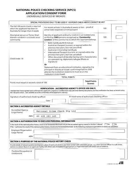 National Police Service Applicationconsent Form Free Download