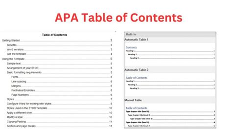 Apa Table Of Contents Format And Example Research Method