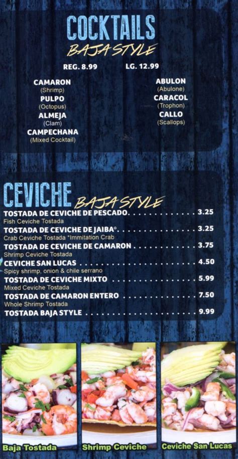 Baja California Fish Tacos Menu Oc Restaurant Guides