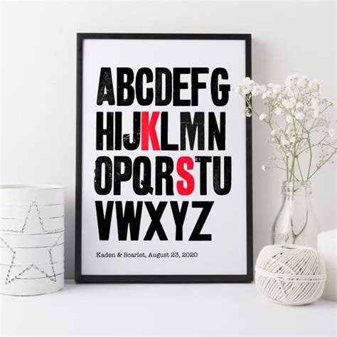 Personalised Vintage Alphabet Print Etsy In 2020 Alphabet Print