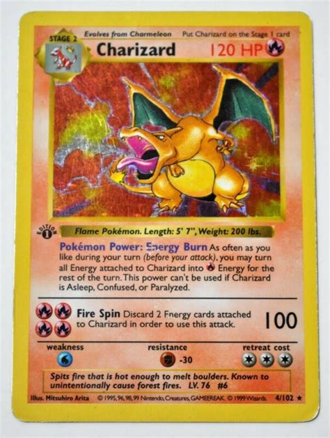 Check spelling or type a new query. Pokemon 1st Edition Shadowless Charizard 4/102 Played-Good Condition | Rare pokemon cards, Old ...