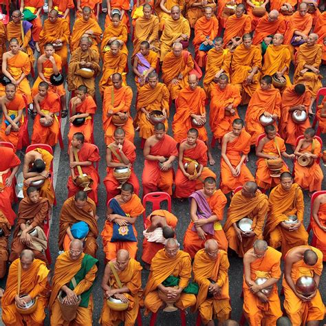 Gathering Of The Monks 20000 Thai Buddhist Monks Gathered For A Mass