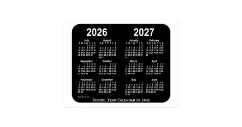 2026 2027 White Neon School Calendar By Janz Postcard Uk