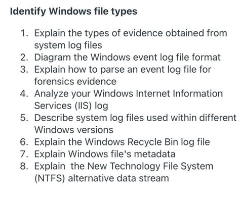 Solved Identify Windows File Types 1 Explain The Types Of