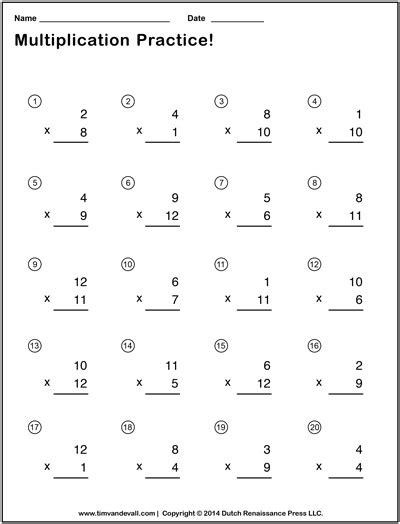 Simple Multiplication Worksheets Printable Pdf