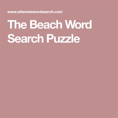 The Beach Word Search Puzzle Beach Words Words Word Search