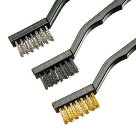Mini Wire Brush 3 Pc Stainless Steelbrassnylon Cleaning Detail