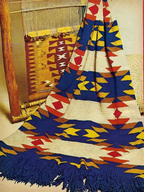 Navajo Afghan Vintage Knit Pattern Pdf Etsy