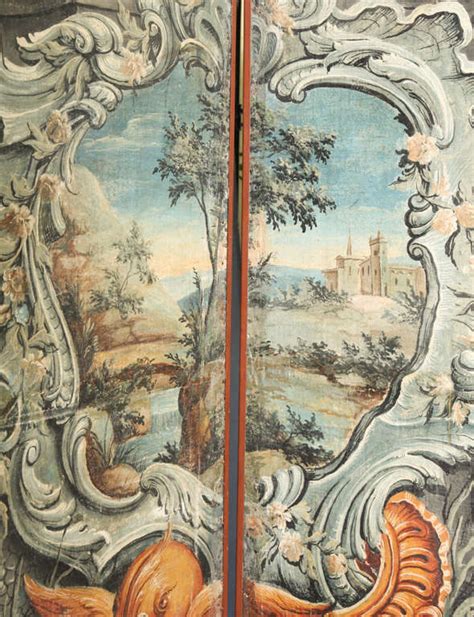 Four Panel Handpainted Folding Screen At 1stdibs