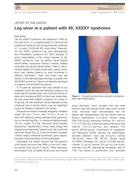 Pdf Leg Ulcer In A Patient With 49 Xxxxy Syndrome Seiji Kawana