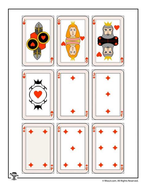 Printable Playing Cards Hearts And Diamonds Woo Jr Kids