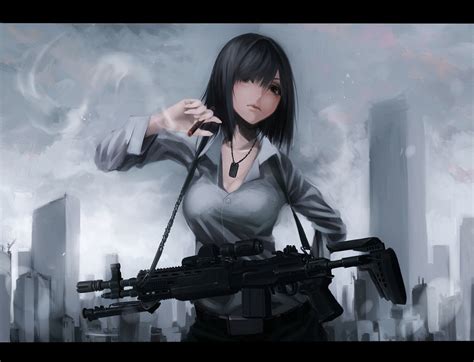 Anime Girl Holding Gun Wallpaper Anime Top Wallpaper