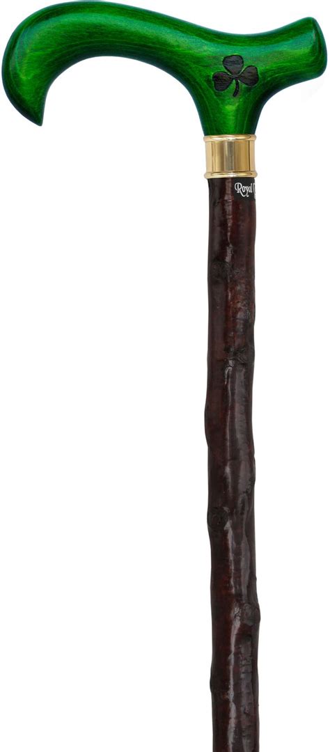 Genuine Blackthorn Wood Derby Walking Cane With Green Beech Wood Handle