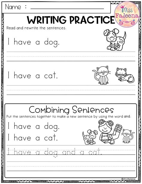 Kindergarten Writing Sentences Printables