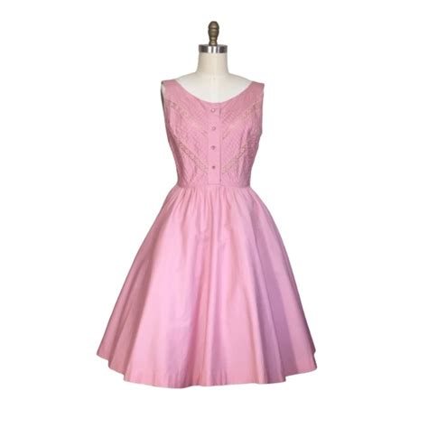 Vintage 1950s Light Pink Party Dress 1950s Medium V Gem
