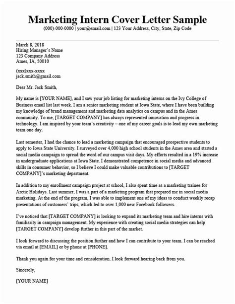 As the name indicates, this cover letter can be used by a student to apply for an internship with a firm. 40 Cover Letter Template for Internship | Marketing cover ...
