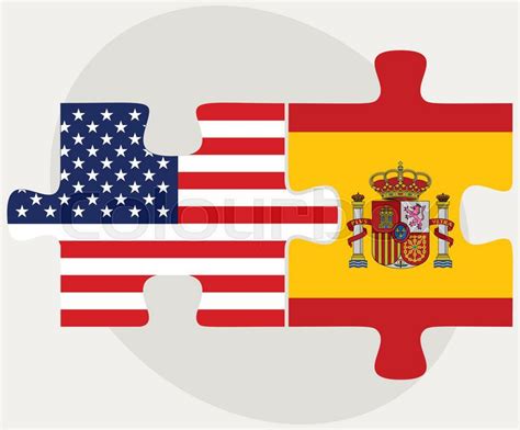 Vector Image Usa And Spain Flags In Stock Vector Colourbox