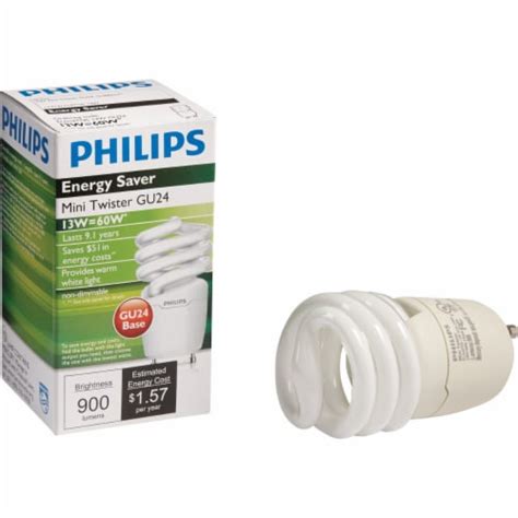 Philips Energy Saver 60w Equivalent Warm White Gu24 Base Spiral Cfl