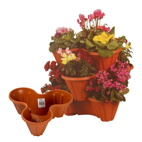 Stackable Plastic 3 Plants Flower Pots Pot Holder Strawberry Herb