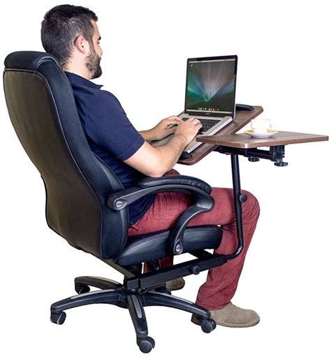 Manufactured wood + solid wood. Office Chair with Integrated Laptop Desk | Compact desks