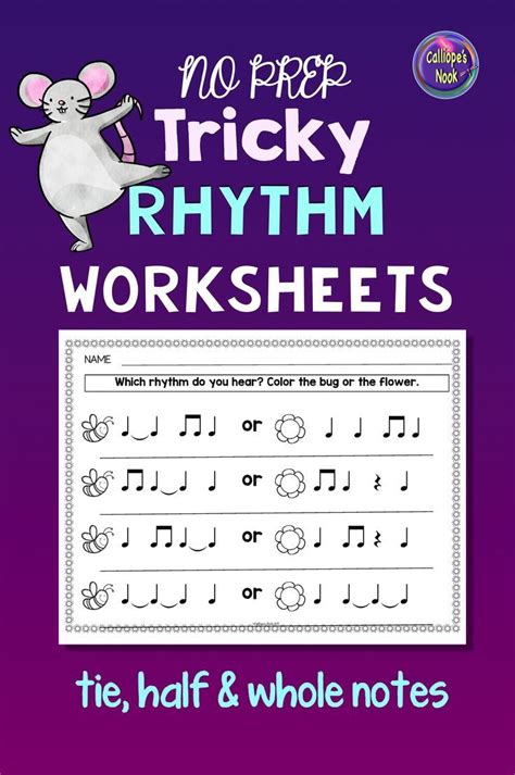 Music Rhythm Worksheets Tie And Half And Whole Notes With Images