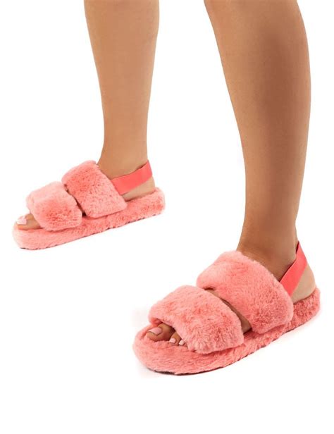 Public Desire Synthetic Lullaby Pink Fluffy Strap Back Slippers Lyst