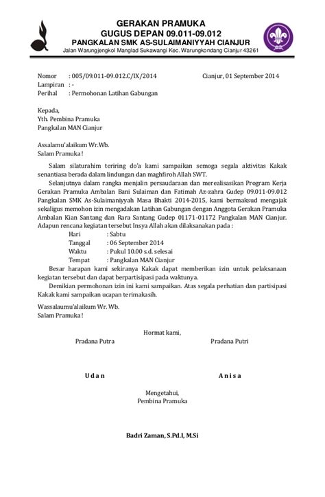 Studi kelayakan pendirian satuan pendidikan a. Contoh Surat Pemberitahuan Kegiatan Ekstrakurikuler Pramuka