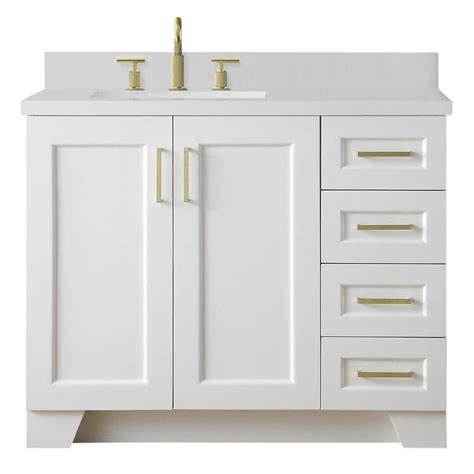 White Vanity With White Quartz Top Chicago 48 White Washed Walnut Single Vanity With Snow