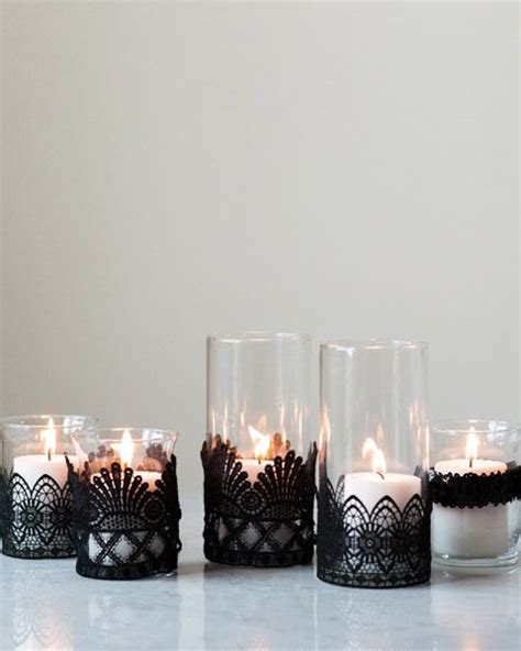 Diy Black Lace Candle Holders With Images Black Lace Candles Lace
