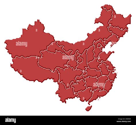 Politische Landkarte Von China Mit Mehreren Provinzen Stockfotografie