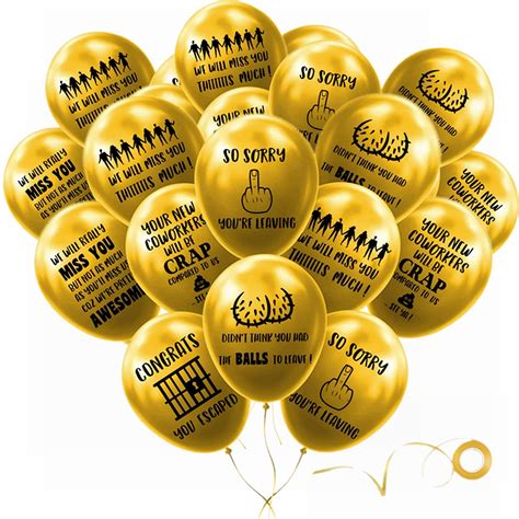 Buy 30 Pack 12 Gold Fun Office Leaver Going Away Balloons Colleague