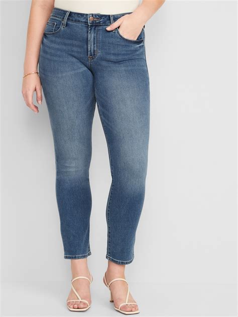 Mid Rise Power Slim Straight Jeans For Women Old Navy