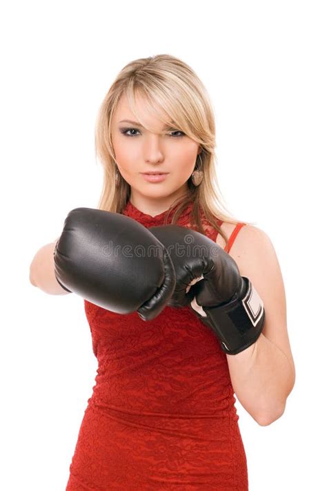Beautiful Blond Lady In Boxing Gloves Stock Image Image 30120549