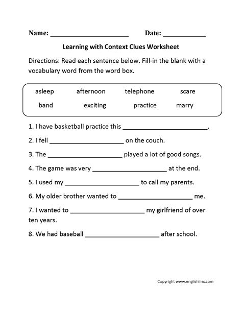 5th Grade Context Clues Context Clues Worksheets Language Arts
