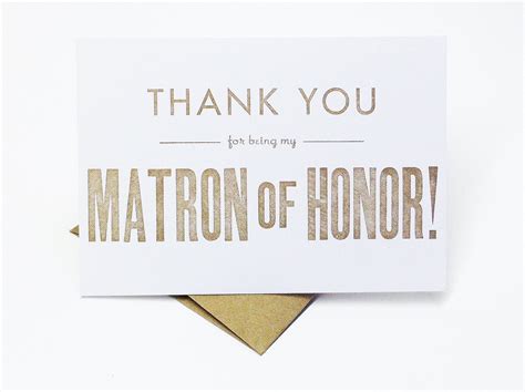 Thank You For Being My Matron Of Honor Letterpress