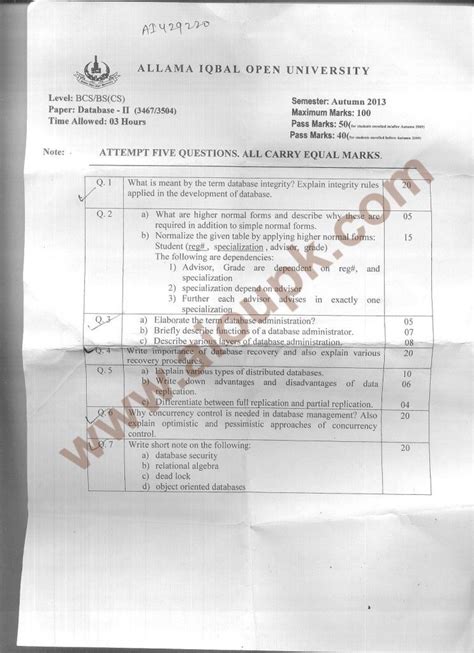 Aiou Old Papers Database Ii Code 3467 Coding Old Paper Paper