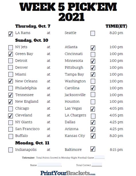 Nfl Odds Printable Printable World Holiday