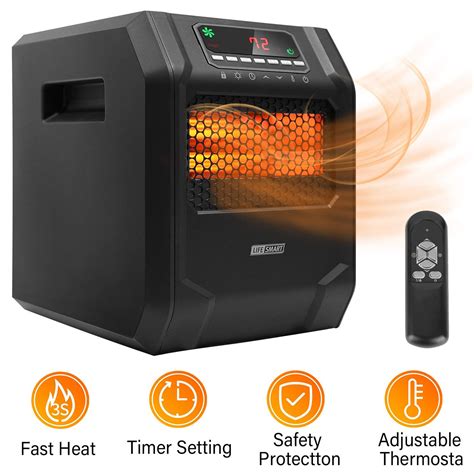 LIFE SMART 6 Element Infrared Space Heater Digital with ...