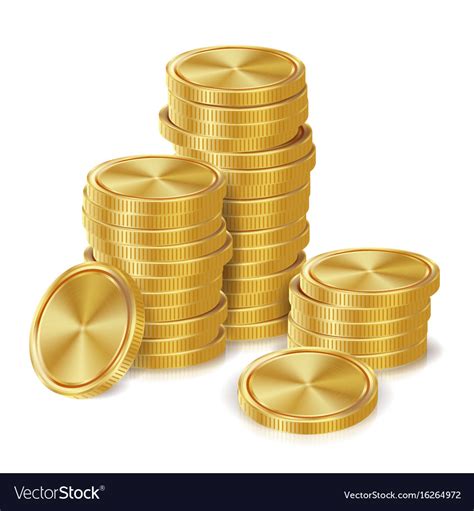 Gold Coins Stacks Golden Finance Icons Royalty Free Vector